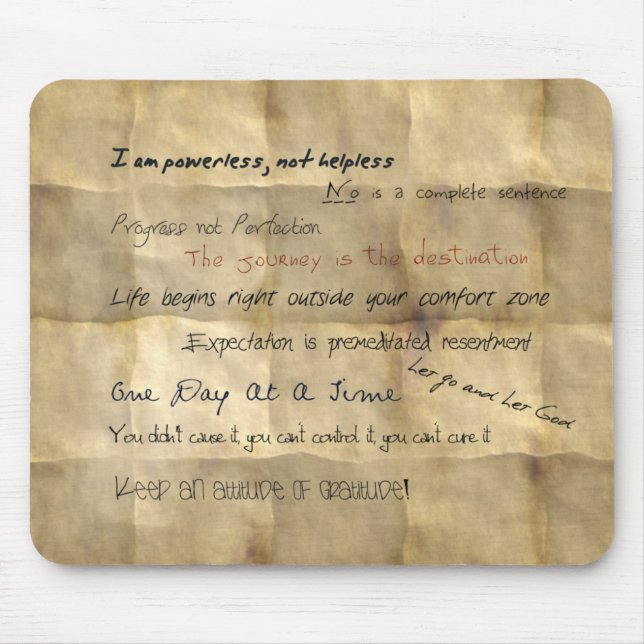 Slogan Mousepad inspirador do al-anon (Frente)