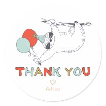 Sloth Birthday Muito Obrigado Clássico Do Adesivo 