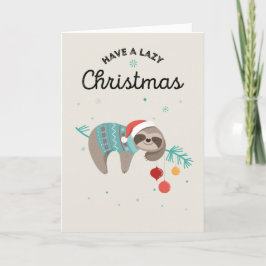 Sloth Engraçado Cartão de Natal Preguiçoso