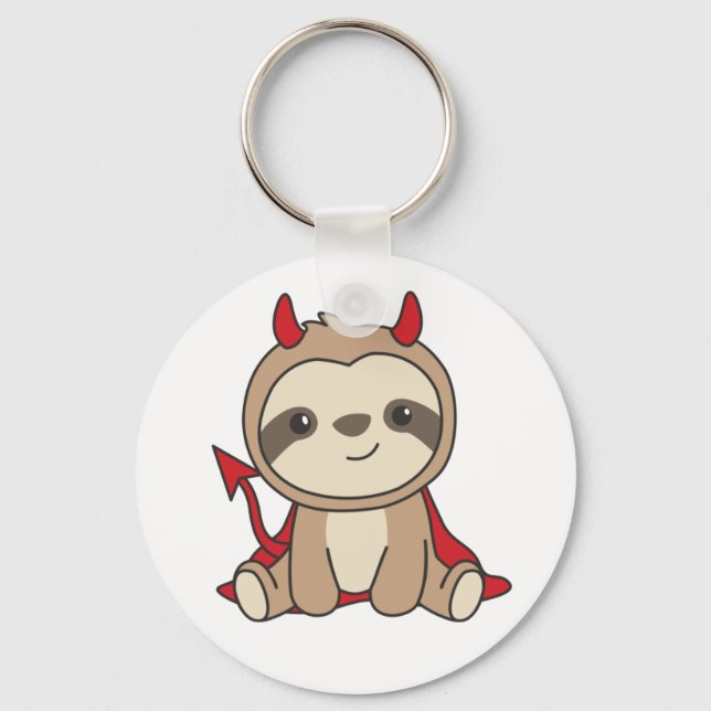 Sloth Halloween Cute Devil Witume Chaveiro (Frente)