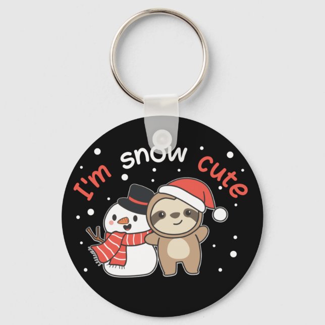 Sloth, sou Snow Cute Snowman Snowman Chaveiro (Frente)