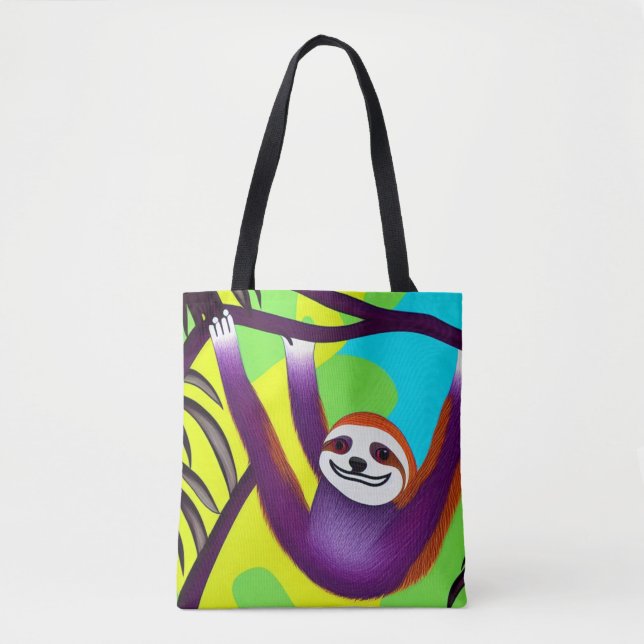 Sloth Tote Bag Colorida Brilhante (Frente)