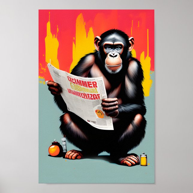 Smart Ape Poster - Arte de Parede Chimp Personaliz (Frente)