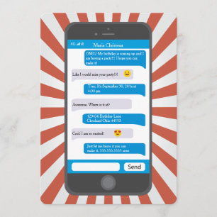 Smartphone Emoji Teen Enviando Convite Aniversári