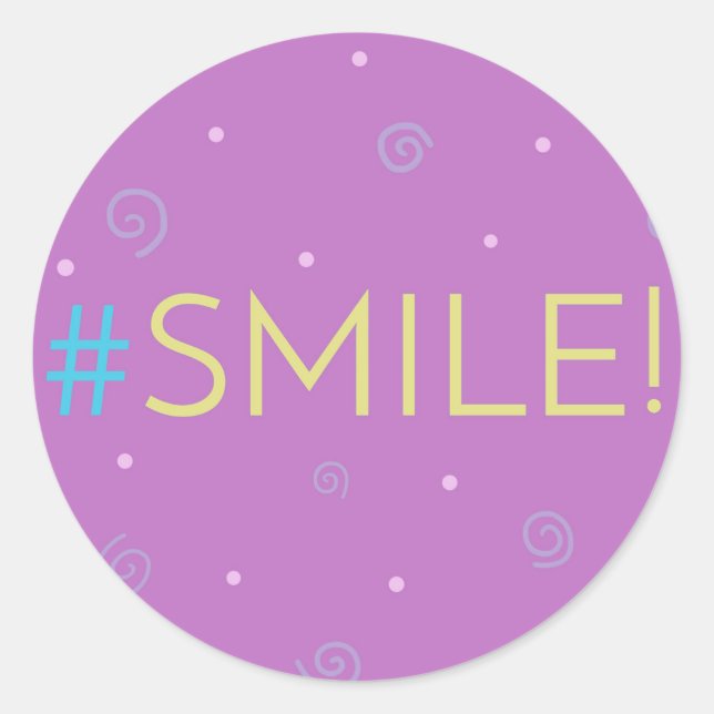 Smile adesivos - hashtag diz rosa #smile! (Frente)