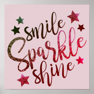 Smile Sparkle Shine - red/pink poster