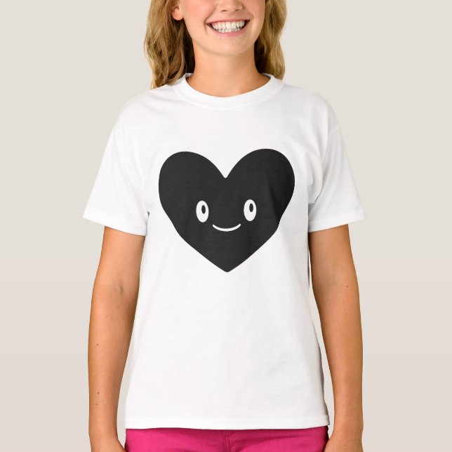 Smiling Black Heart Vector  T-Shirt (Frente)