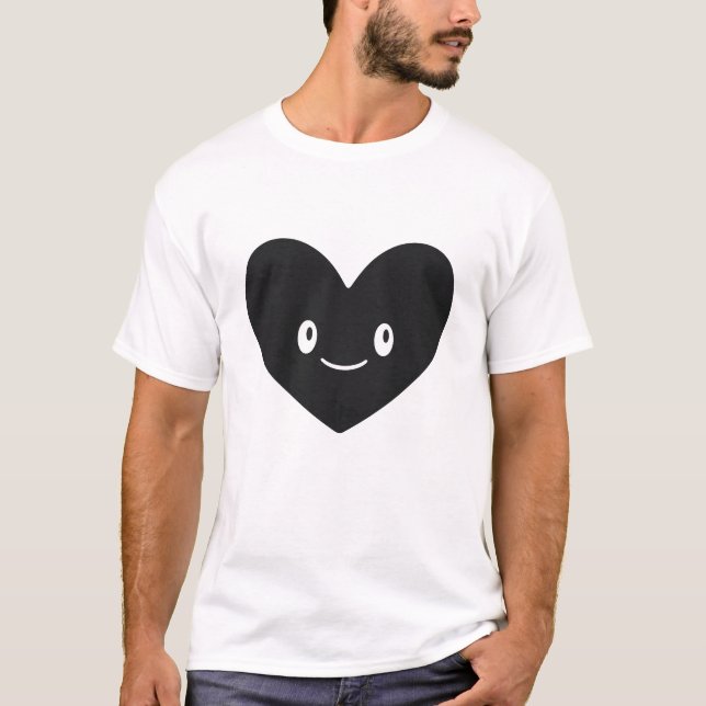 Smiling Black Heart Vector T-Shirt Design (Frente)