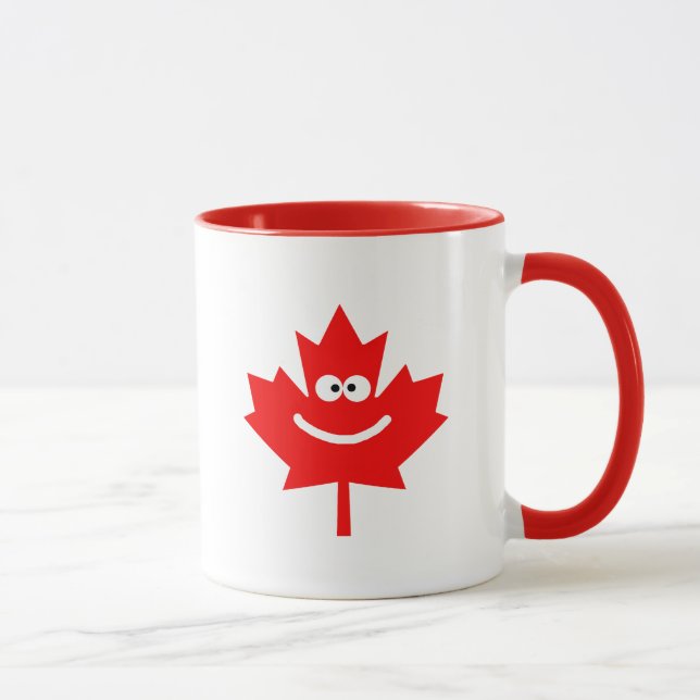 Smiling Canadian Maple Leaf Eh? Caneca (Direita)