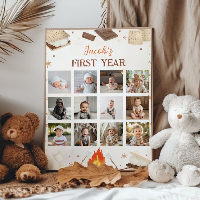 S'more Campfire First Year Foto Milestone Poster (Criador carregado)