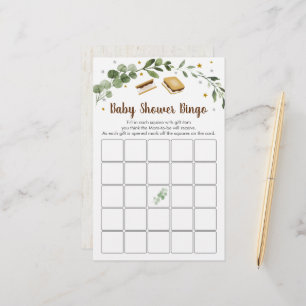 S'mores Greenery Chá de fraldas Bingo Game