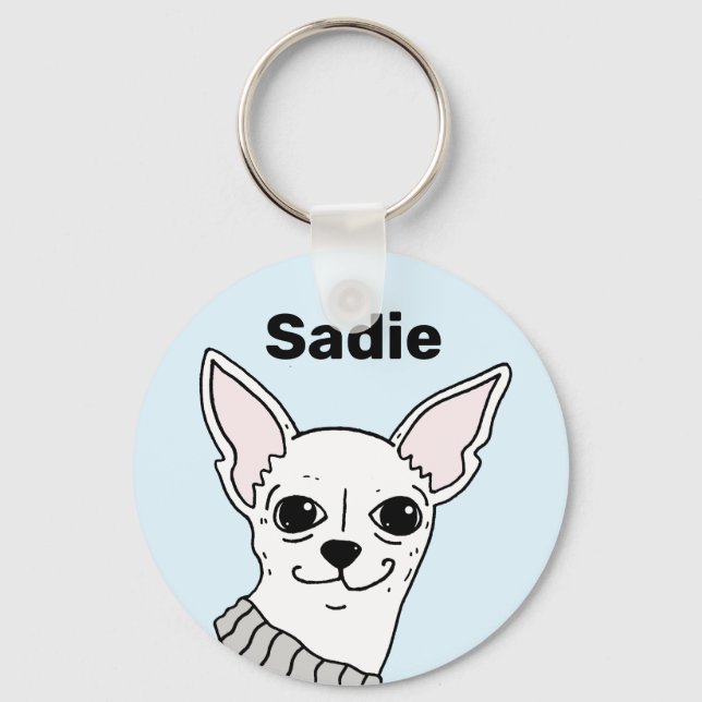Smug Chihuahua Doodle Chaveiro personalizado (Frente)