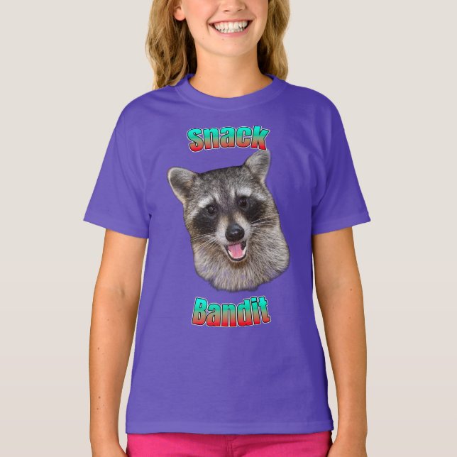 Snack Bandit Funny Raccoon Kids T-Shirt (Frente)