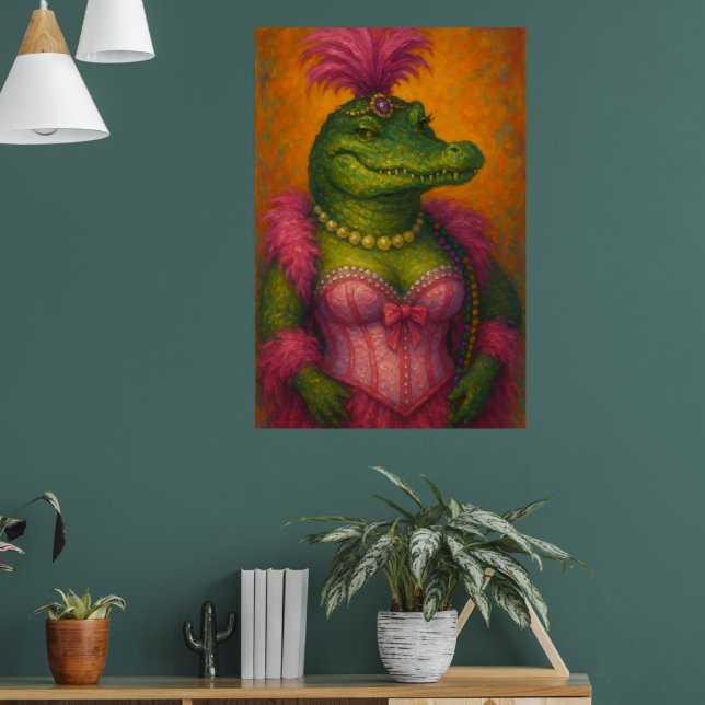 Snazzy Female Crocodilo Retrato Mardi Gras Poster (Sala de Estar 1)