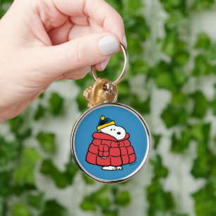 Snoopy Inverno em Casaco Puffer Porta-Chaves