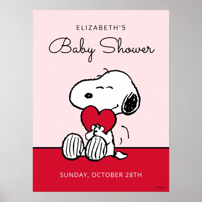 Snoopy | Little Sweetheart Baby Shower Poster (Frente)