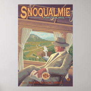 Snoqualmie cai pelo ar, poster de viagens de