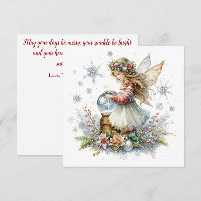 Snow Globe Fairy Holiday Card (Frente/Verso)