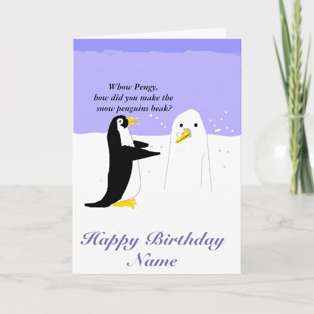 Snow Penguin personaliza o cartão de aniversário (Frente)