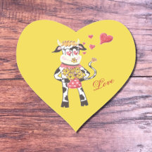 Snowbell, a vaca, apaixonada, autocolantes amarelo