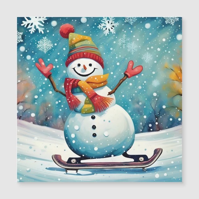 Snowboard Snowman - Cartão Magnético (Frente)