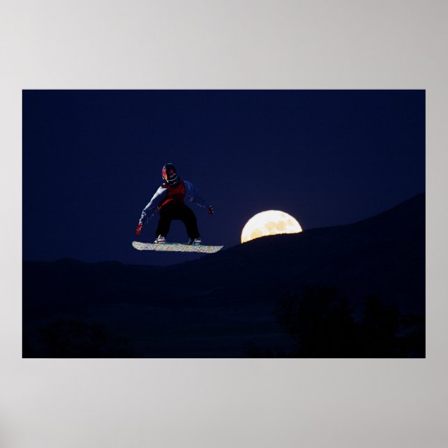 Snowboard sobre o Poster de lua completo (Frente)