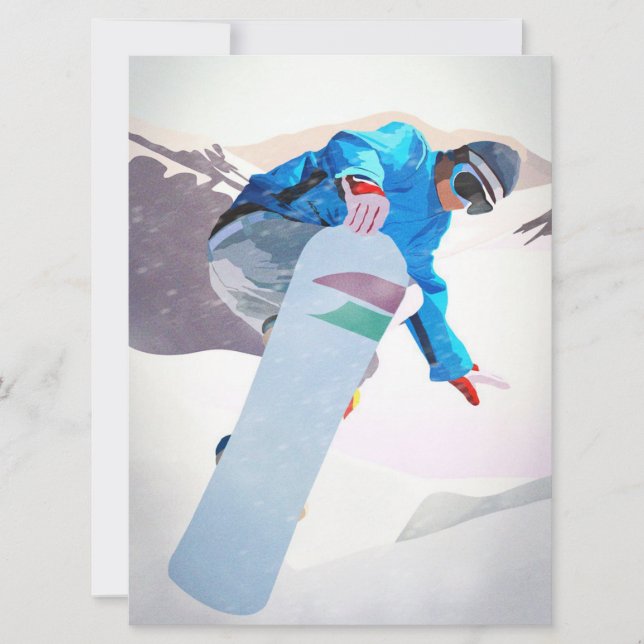 Snowboard Winter Sport_ Flat Card (Frente)