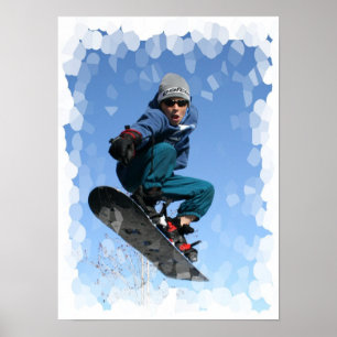 Snowboarder no impressão da neve