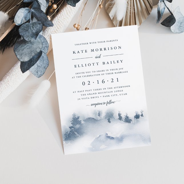 Snowbound | Convite Para Casamento Por Aquarela De (Criador carregado)