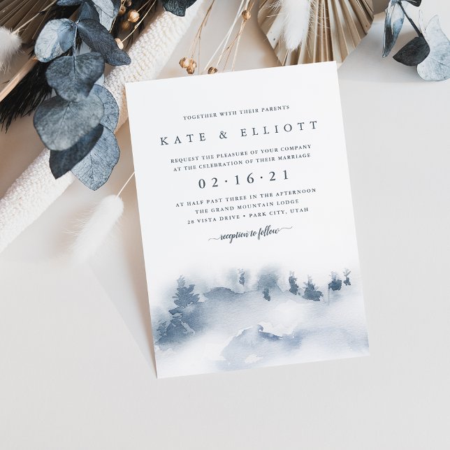 Snowbound | Convite Para Casamento Por Aquarela De (Criador carregado)
