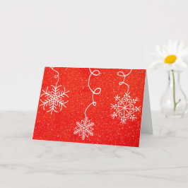 Snowflake Whimsical Red White Cartão de Natal Retr