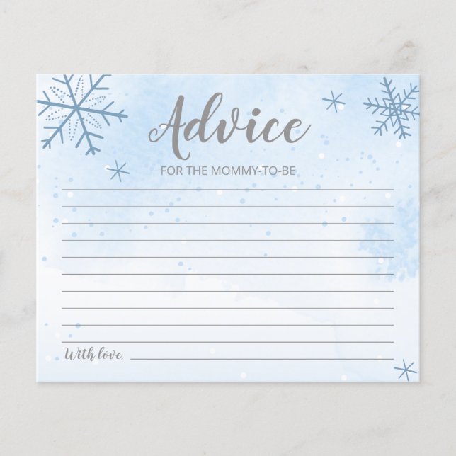 Snowflakes Budget Baby Boy Chá Cards (Frente)