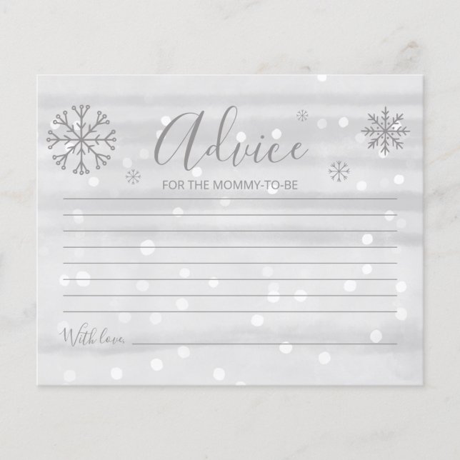 Snowflakes Cartão de Cinza de Orçamento Cartões de (Frente)