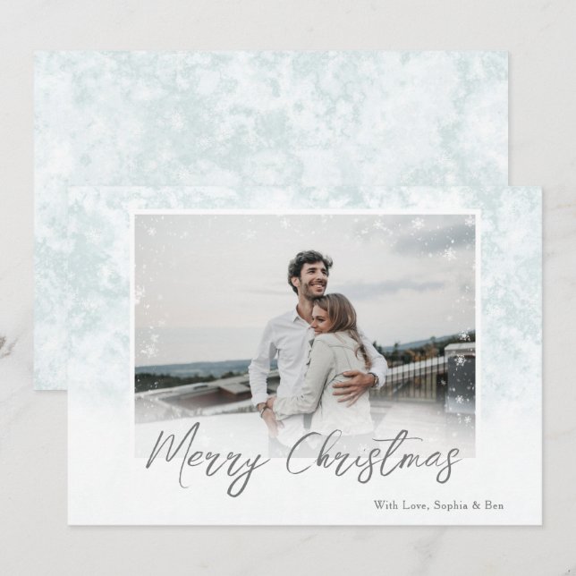 Snowflakes Feliz Natal Um Cartão de Férias Fotográ (Frente/Verso)