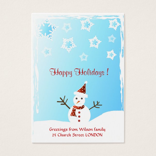 Snowman - Cartão de etiqueta para presente (Frente)