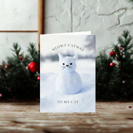 Snowman Cat Meowy Catmas Cartão de Natal
