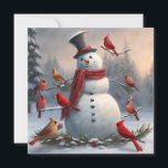 Snowman com Cardinais Vermelhos Snowy<br><div class="desc">Snowman com Red Cardinals Snowy Holiday</div>