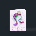 Snowman Com Cartão De Natal De Rosa Púrpura<br><div class="desc">Cartões de Natal com Feliz Homem de Neve em Rosa Púrpura Beanie Winter Hat Divertido Coleção de Pintura de Natal - Escolha / Adicione Seu Texto / Nome / Cor - Faça seu presente especial - Redimensionar e mover ou remover / adicionar elementos - imagem / texto com ferramenta de...</div>