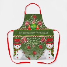 Snowman com Holly Berries e o SEU NOME na GREEN