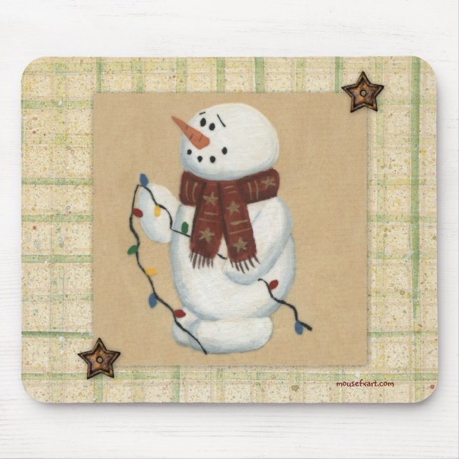 Snowman Com Luzes Mousepad (Frente)