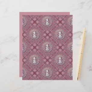 Snowman, cor-de-rosa, Mandala Geo Azulejo Scrapboo