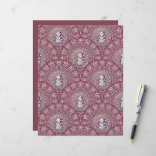 Snowman, cor-de-rosa, Mandala Scallop Scrapbook