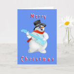 Snowman de Cartão de Natal com Música de Violão<br><div class="desc">Snowman Rock'n'Roll - Cartões de Natal Feliz - ou Escolha as suas cores / texto / fonte favoritas</div>