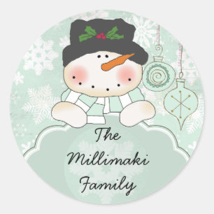 Snowman Deixe-o Neve Personalizar o Adesivo Redond