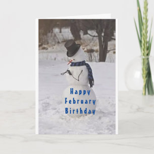 SNOWMAN DIZ **FELIZ CARTÃO DE ANIVERSÁRIO DE FEV