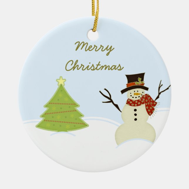 Snowman e Enfeites de natal de Árvore (Frente)