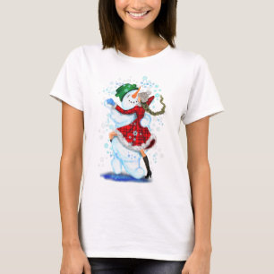 Snowman e Girl Dancers - Camiseta de Natal