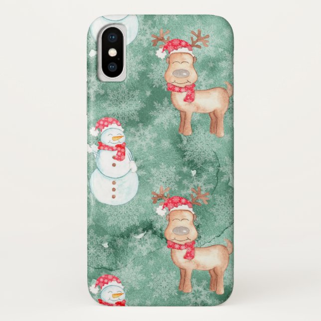 Snowman e Reindeer capas de iphone de Natal (Verso)