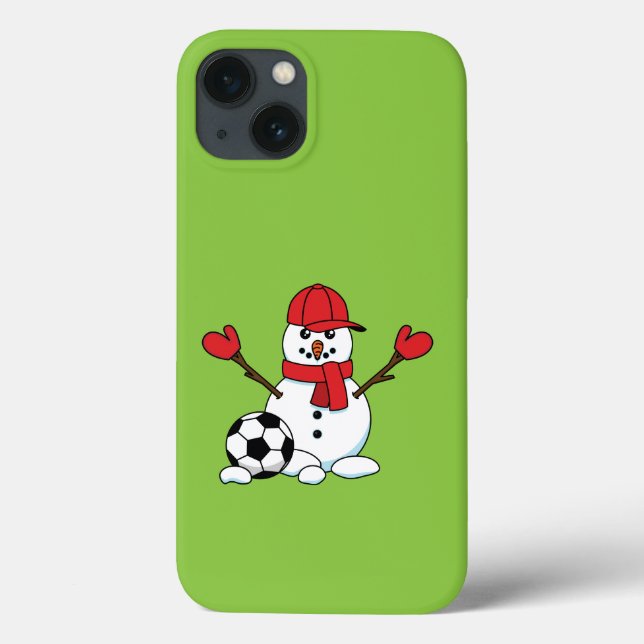 Snowman engraçado com bola de futebol (Verso)