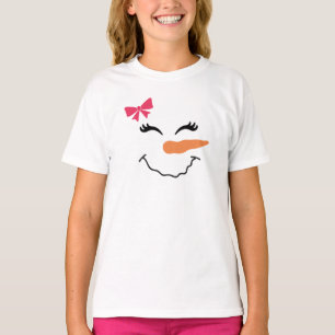 Snowman Face Smile with Ribbon T-Shirt para Crianç